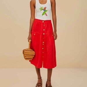 NWT Farm Rio Mixed Buttons Euroflax Premium Skirt—M